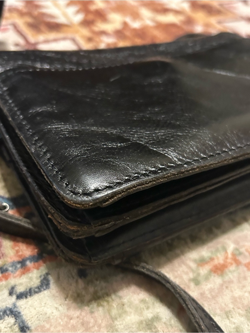 Patricia Nash Bianco black leather studded shoulder crossbody w built in wallet - Picture 8 of 15